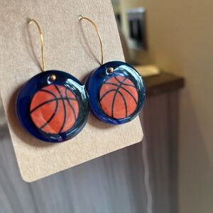 Blue and Orange Basketball Earrings